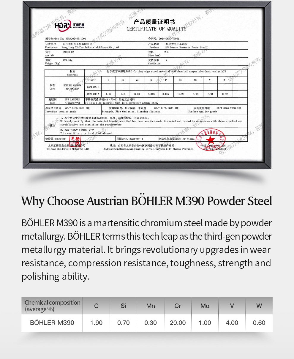 XINZUO 8.46-inch Damascus Carving Knife 145-layer M390 steel 60-62HRC carbon fiber handle 6.0-8.0N sharpness rust-resistant