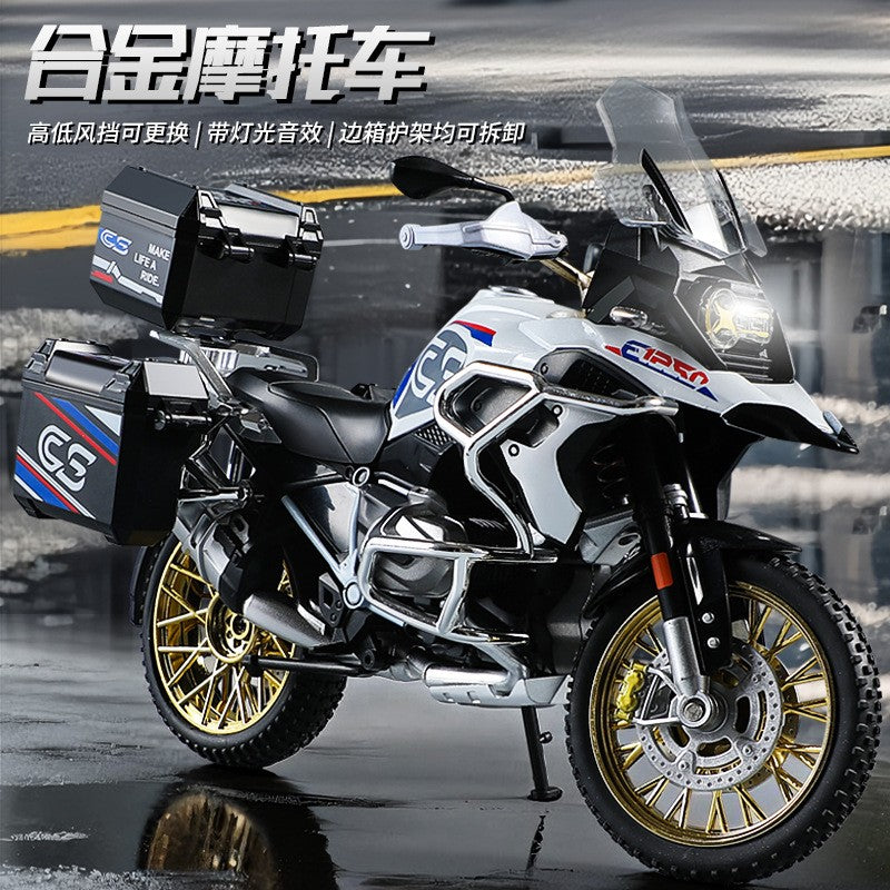1:10 R1250GS Adventure Moto de Liga Leve Die Cast Modelo de Veículo Coleção Som e Luz Off Road Motocicleta Brinquedos Carro