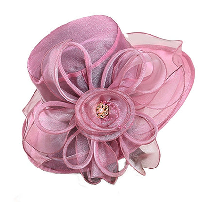 1 Chapéu Feminino De Organza Com Babados E Aba Larga Chapéu De Sol De Verão Para Noivas Estilo Europeu E Americano Chapéu Requintado Para Festas E Praia