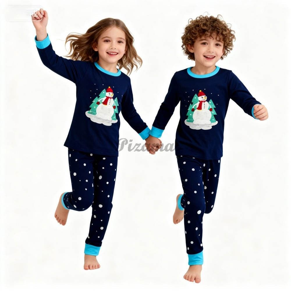 100 Cotton Girls Christmas Pajamas Sets Kids Pyjamas Penguin Snowman Pijama Xmas Homewear Baby Sleepwear Children Nightwear Pjs