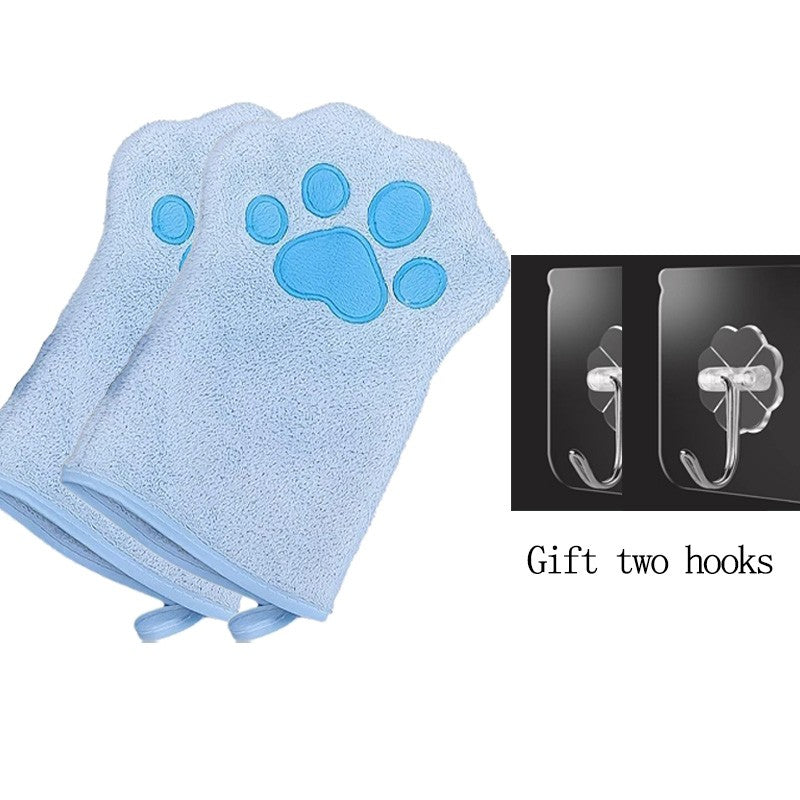 Luvas de Banho de Secagem Rápida para Cães Luvas de Higiene para Pets Multicores Macias com Estampa de Patinha para Cães e Gatos, Essenciais para Banho e Secagem