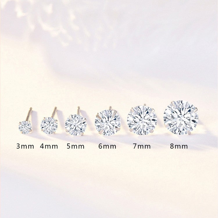 Brincos de Prata Esterlina 925 com Zircônia Cúbica Canalizada, Brincos de Tarraxa de Prata com Zircônia Cúbica para Mulheres, Joias de Prata Esterlina