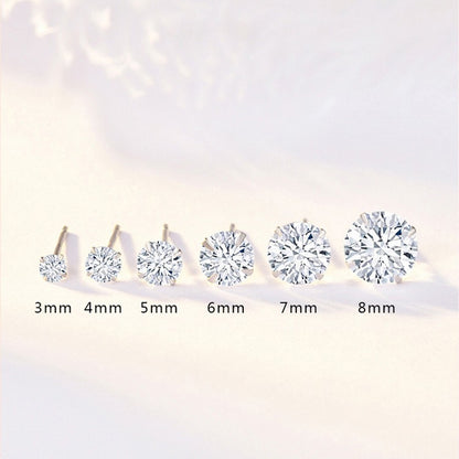 Brincos de Prata Esterlina 925 com Zircônia Cúbica Canalizada, Brincos de Tarraxa de Prata com Zircônia Cúbica para Mulheres, Joias de Prata Esterlina