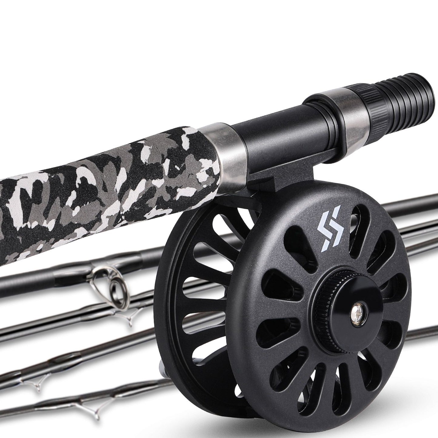 Sougayilang 5# Fly Fishing Rod Combo Super Light Portable Carbon Fiber Trout Rod Starter Package Fly Fishing Kit Fishing Tackle