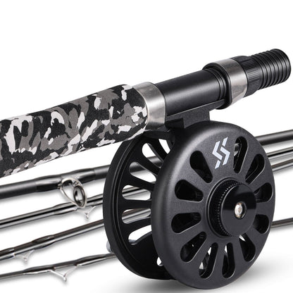 Sougayilang 5# Fly Fishing Rod Combo Super Light Portable Carbon Fiber Trout Rod Starter Package Fly Fishing Kit Fishing Tackle