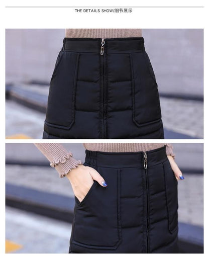 Saia de Algodão Quente de Inverno Grossa Feminina Outono Inverno Nova Saia de Algodão Para Baixo Calça Meia-Corpo 2025 Nova Saia de Inverno Vestido Longo