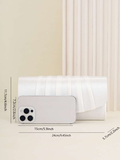 Ladies Dinner Bag Pleated Solid Color Clutch Party Dinner Wedding Light Luxury Envelope Evening Bag for Prom, Dinner/Banquet