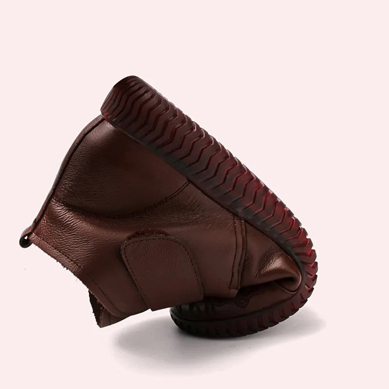 2024 New Women's Leather Ankle Furry Boots Thick Bottom Plush Shoes Women Winter Warm Fur Boot Female Fashion Footwear