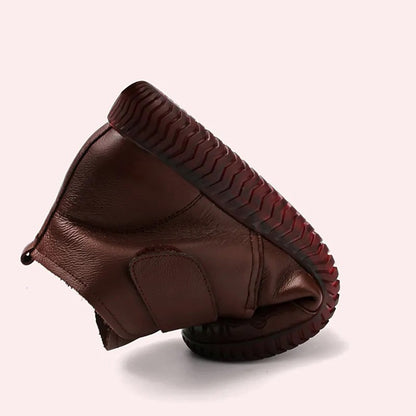 2024 New Women's Leather Ankle Furry Boots Thick Bottom Plush Shoes Women Winter Warm Fur Boot Female Fashion Footwear