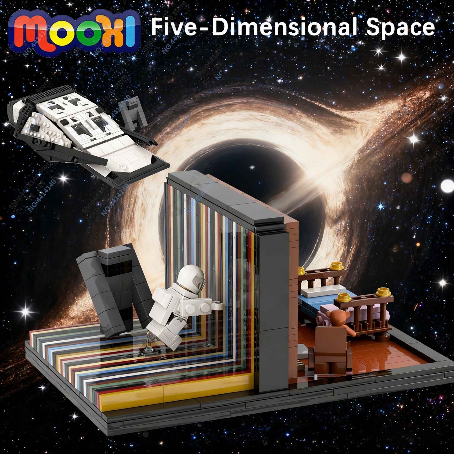 MOOXI Interstellar Scenes Black Hole Space Building Blocks Set Ranger Spacecraft DIY Bricks Adult Model Kids Toys Birthday Gifts
