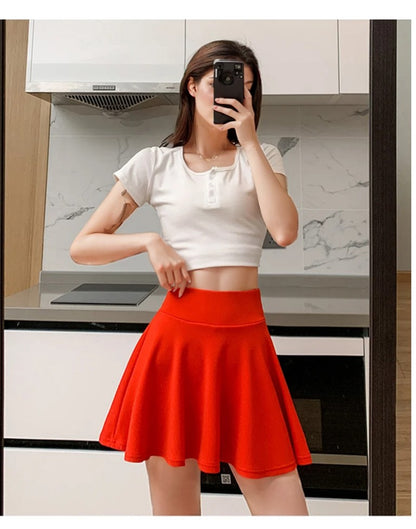 Bubble Short Skirt Women Half Skirt Anti Exposure High Waist Sun Underwear Hundred Pleats