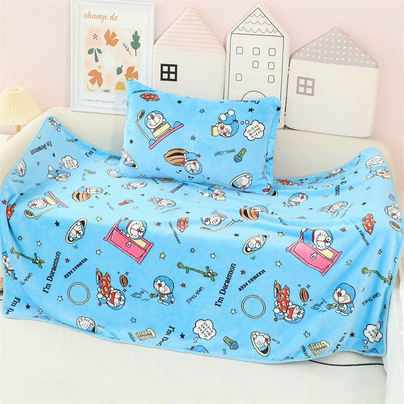 Cute Doraemon Blanket Cartoon Warm Flannel Blanket Pillowcase Lovely Anime Pattern Printing Blanket Bedspread Bedroom Sofa Bed