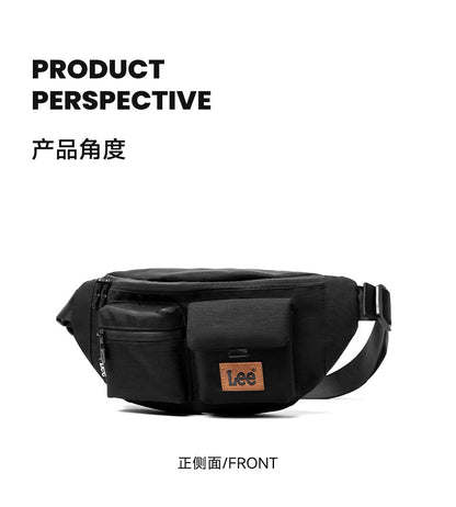 LEE Original Black Fashion Fanny Pack Women Men Korea Style Waterproof Nylon Crossbody Chest Bag Sport Phone Shoulder Waist Bag