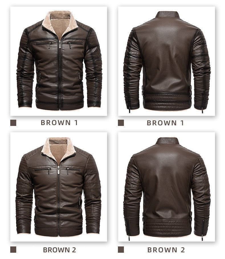 2024 Men Faux Leather Jacket High Quality Casual Zipper Fleece Warm Coats Winter Men Vintage Motorcycle Leather Jacket Men S-4Xl