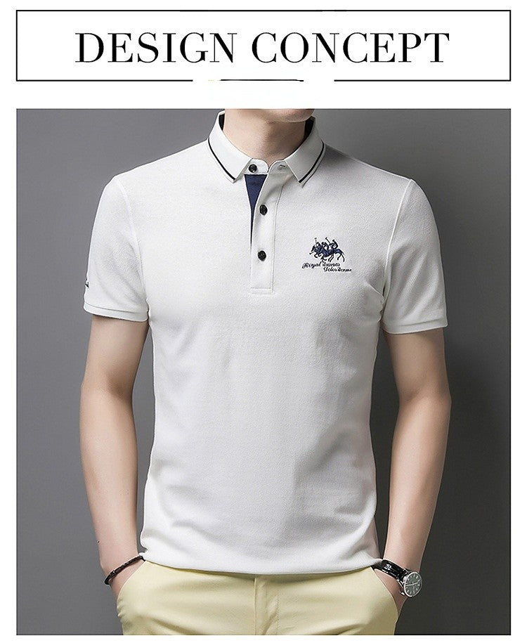 New Summer Embroidered Pure Cotton Men's Luxury Polo Shirt Top Casual Short Sleeved Fashionable Wrinkle Resistant Men's T-shirt