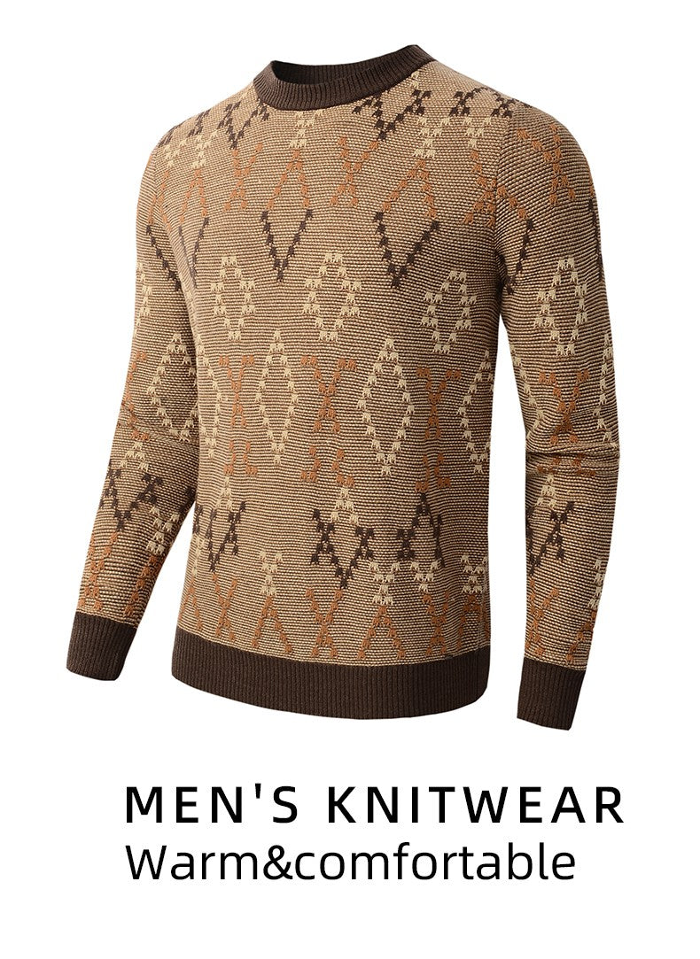 Men's Casual Crewneck Sweaters Cable Knit Thermal Pullover Sweater