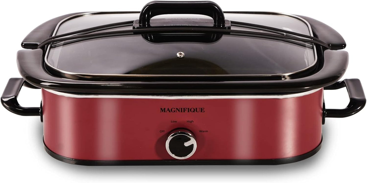 Panela Elétrica de Cozimento Lento Magnifique de 4 Litros com Função Manter Aquecido Manual para Jantares em Família, Louça Segura para Lava-Louças, Eletrodoméstico de Cozinha