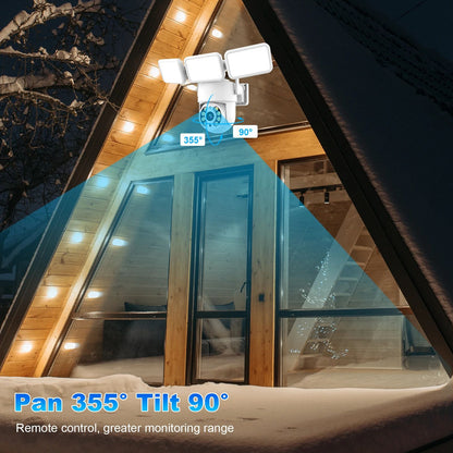 4MP Floodlight Camera Wifi PTZ Outdoor AI Humanoid Tracking Night Vision Cameras CCTV Smart Home Security Protection  Icsee App