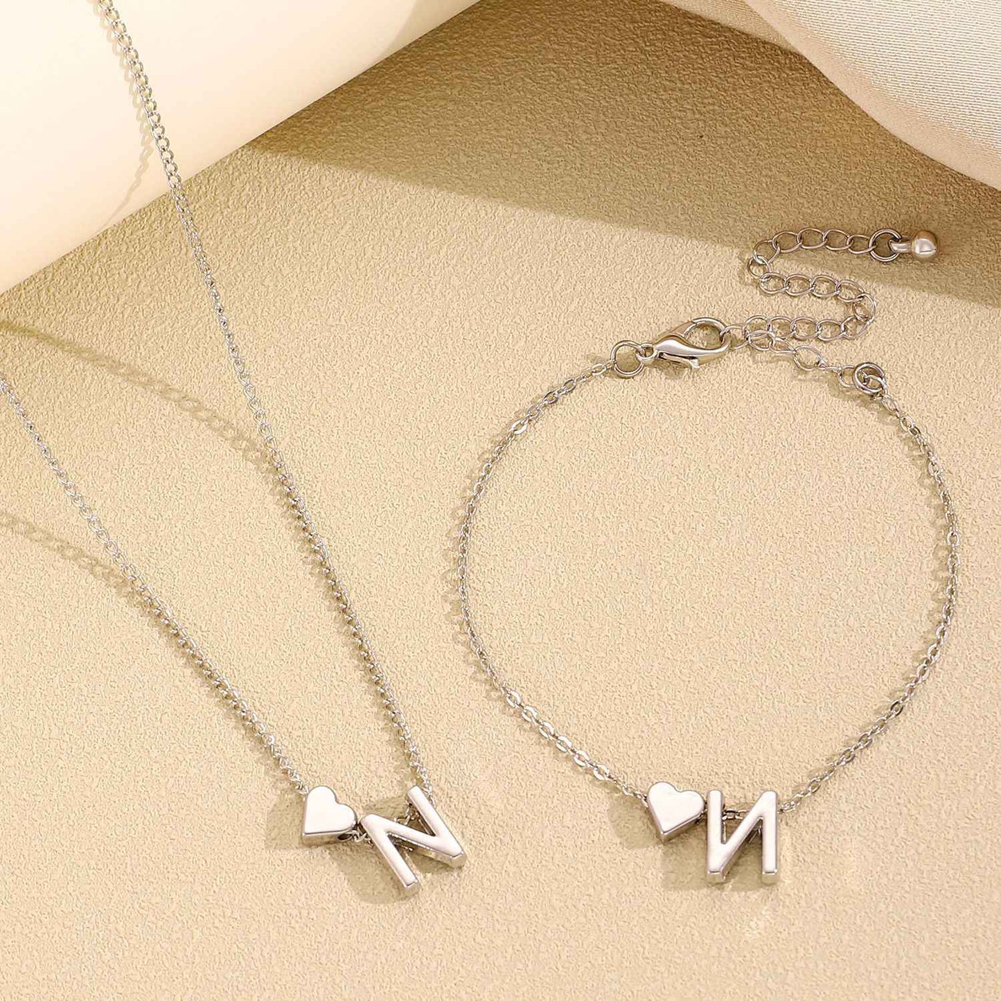 LATS Fashion Tiny Heart Dainty Necklace Gold Silver Color 26 Letter Name Choker For Women Pendant Bracelets Jewelry Gift