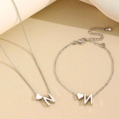 LATS Fashion Tiny Heart Dainty Necklace Gold Silver Color 26 Letter Name Choker For Women Pendant Bracelets Jewelry Gift