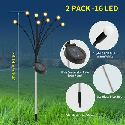 8-Head Solar Firefly Lights LED Solar Outdoor Decorative Garden Lights Waterproof High Flexibility Yard Patio Pathway Holiday