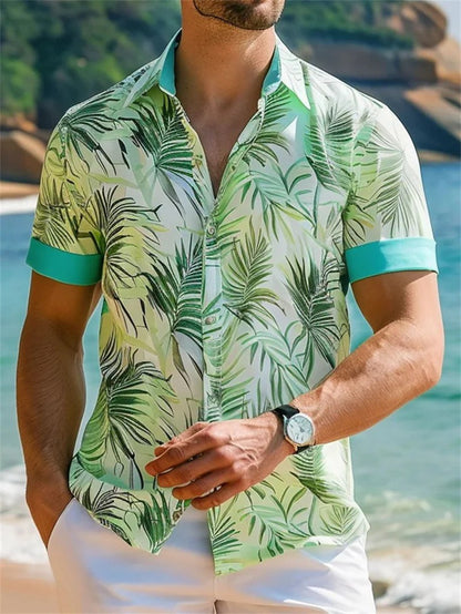 Summer Parrot 3D Printed Shirt Men's Fashion Shirt Single breasted Short sleeved Hawaiian Shirt Men's New Style