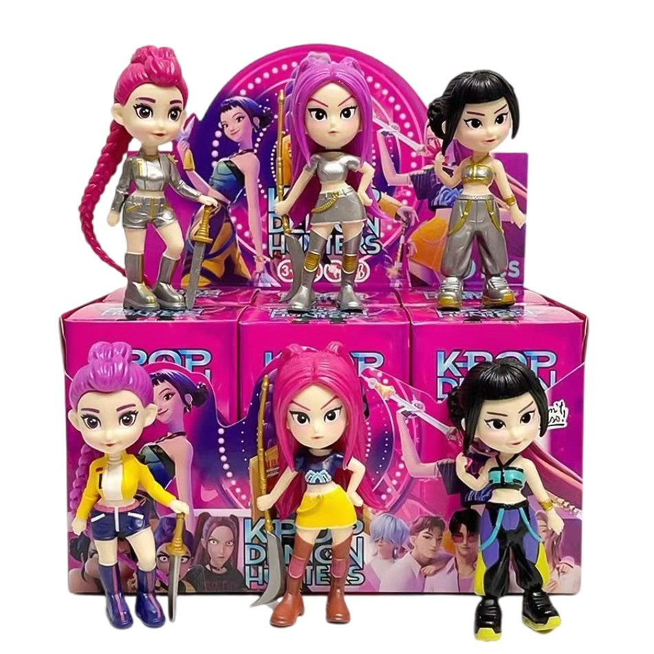 New 10cm 6pcs Random Blind Box Anime K-Pop D-emon H-unters Girl Group RUMI MIRA ZOEY Figure Action Pvc Models Toy Ornament Gifts