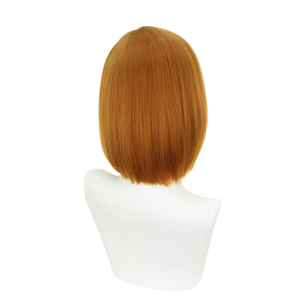 Anime Jujutsu Kaisen Kugisaki Nobara Cosplay Cabelo Composto 35cm Castanho Curto com Partição Lateral Peruca para Halloween Carnaval Festa Diária