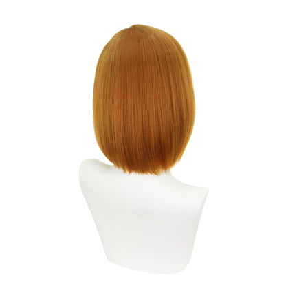 Anime Jujutsu Kaisen Kugisaki Nobara Cosplay Cabelo Composto 35cm Castanho Curto com Partição Lateral Peruca para Halloween Carnaval Festa Diária