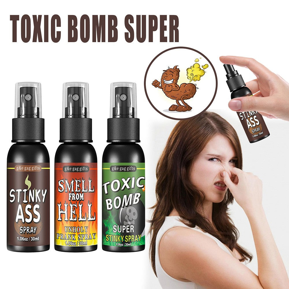 6 unidades-1 unid. 30ml Adereços de Halloween Spray Líquido de Peido Não Tóxico Bomba de Cheiro Fedorento Brinquedo de Pegadinha de Gás Malcheiroso Artigos de Festa de Brincadeira