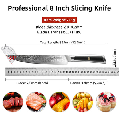 Facas de chef Sunnecko Damascus 1-7 peças/conjunto Faca de corte de carne de aço VG10 de alto carbono Faca de cozinha de corte utilitária ultra afiada