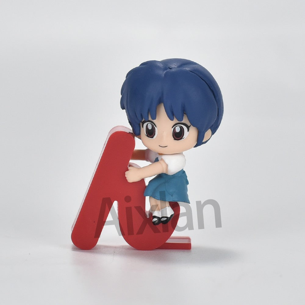 Aixlan 4 Peças Ranma 1/2 Figura Ranma Tendou Akane Versão Q Fofo PVC Boneco de Ação Anime Presente de Natal Estatueta Colecionável