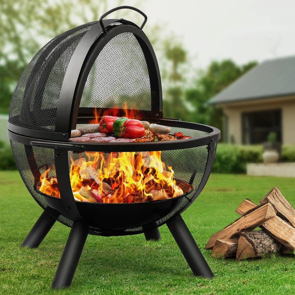 Ikuby Ball of Fire Pit fire Ball with BBQ Grill fire Globe Pit Large Round Pit,Patio Fireplace for Camping, Heatin