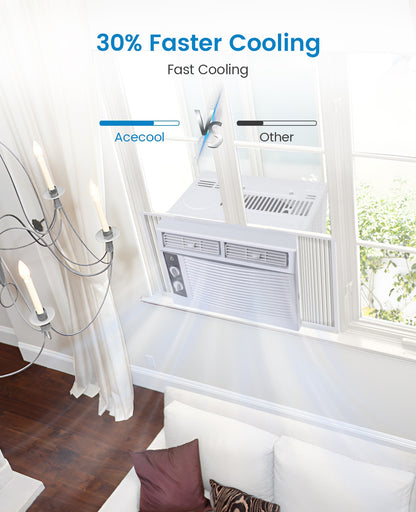 Ar-Condicionado de Janela de 5.000 BTU, Resfria Até 13,9 m², Operação Silenciosa, Unidade de Janela de AC com Ajuste de Temperatura de 7 Velocidades, 2 Ventiladores