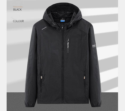 Summer Outdoor Quick Dry Sun-Protective Thin Jacket Men Hiking Fishing Cycling Hooded Gym Sport Windbreaker Ultra Light Coats
