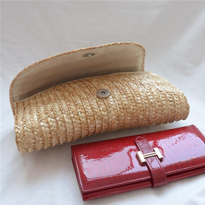 Female Wheat Straw Woven Clutch Bag Wheat Straw Braid Handmade Female Wallet Ladies Summer Beach Travel Envelope Handbag
