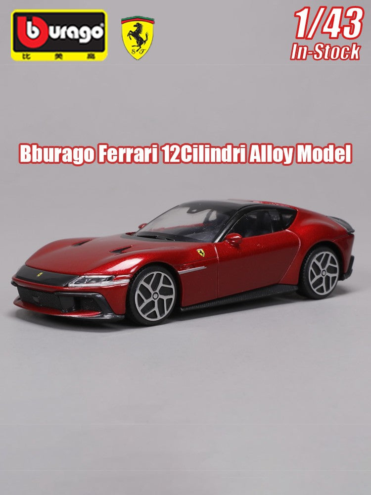 Bburago Ferrari 12cilindri Escala 1:43 Modelo de Carro em Liga Fundida Miniatura Colecionável Enfeite Presente Personalizado para Simulação de Brincadeira
