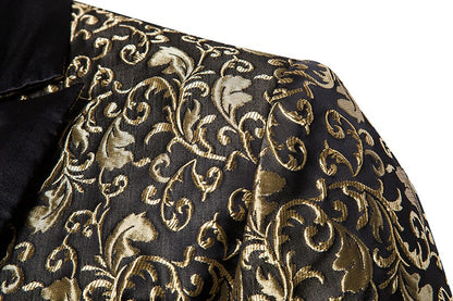 Men's Floral Party Dress Suit Stylish Dinner Jacket Bartender Wedding Blazer Holiday Gifts Prom Tuxedo Men's Coat Jacket