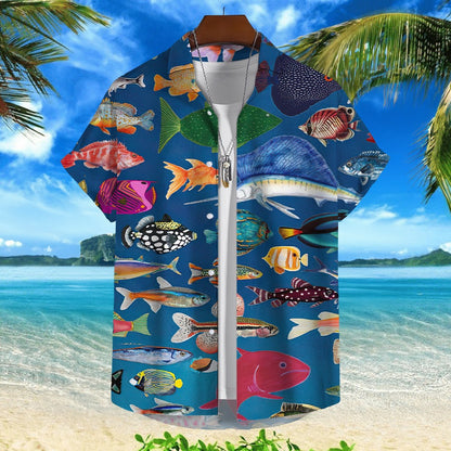 3d Fish Print Hawaiian Shirts For Men New Trend Men's Shirt Casual Unisex Clothing Summer Quick Dry Short Sleeve Shirt Tops 2024