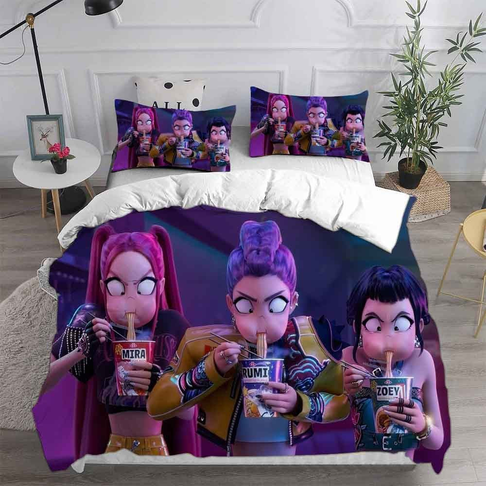 Bedding Set K-POP D-Demon H-Hunters 3D Printed Duvet Cover Set Soft Single Double Queen Size Bed For Birthday Gift For Girls