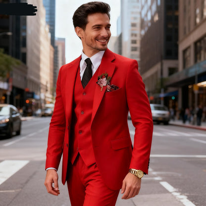 Men's Wedding Tuxedo in Brown Tweed 3-Piece Fishbone Smoking Suit with Notched Lapel Business Tweed Aesthetic Tailored Fit