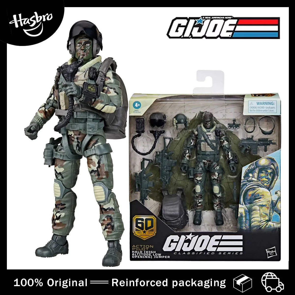 Original Hasbro G.I. Joe Classified Series Anniversary Action Pilot HALO Jumper Action Figure Model Toy Gifts