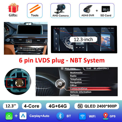 para BMW X5 F15 X6 F16 2014 - 2018 Sistema NBT/EVO Rádio Multimídia para Carro Android 15 GPS Navegação 4G BT Carplay Auto Ferramentas