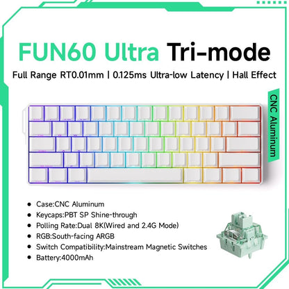 Akko MonsGeek FUN60 Teclado Mecânico Interruptor Magnético Teclados Gamer 60% Gatilho Rápido 0,01mm 8K ARGB HE/TMR Teclado Personalizado