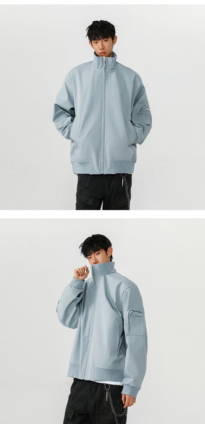 American Aviator Jackets Autumn and Winter New Men's Cleanfit Short Workwear Jacket Stand-up Collar Multi-pocket Large Size Tops