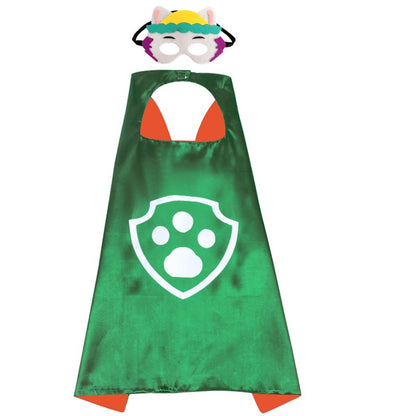 Anime Dog Patrol Kids Cosplay Costume Cape with Eye Mask Halloween Marshall Chase Skye Zuma Rubble Rocky Children's Dress-Up