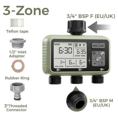 Diivoo Water Timer 4 Zone Garden Programmable Automatic Irrigation Timer with Rain Delay Manual/Auto Mode Watering for Lawn Yard