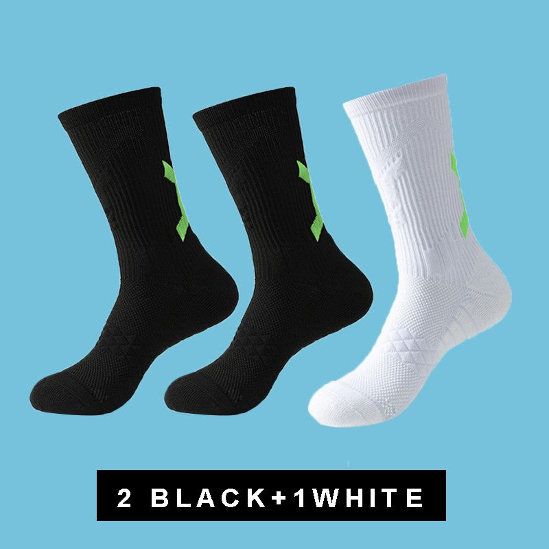 1/3 pairs professional men's basketball socks with thick towel bottom breathable sports socks men's long badminton socks