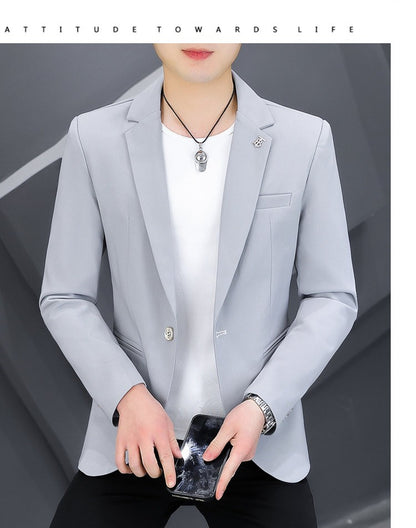 High-quality, fashionable, stylish, versatile and trendy business casual suit men's solid color fitted top