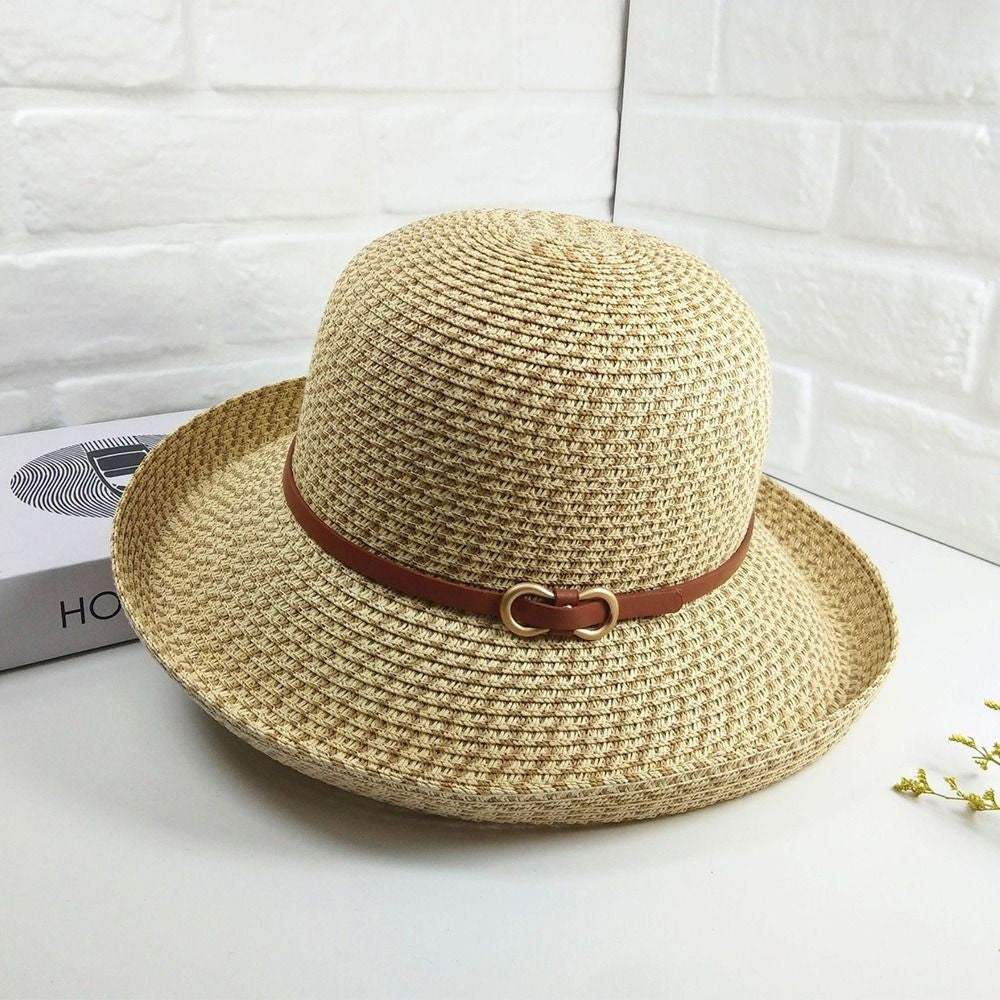 Chapéu de Palha Trançado da Moda Revelando o Rosto Chapéu de Praia Pequeno com Proteção Solar Chapéu Respirável para Sombra do Sol Viagem